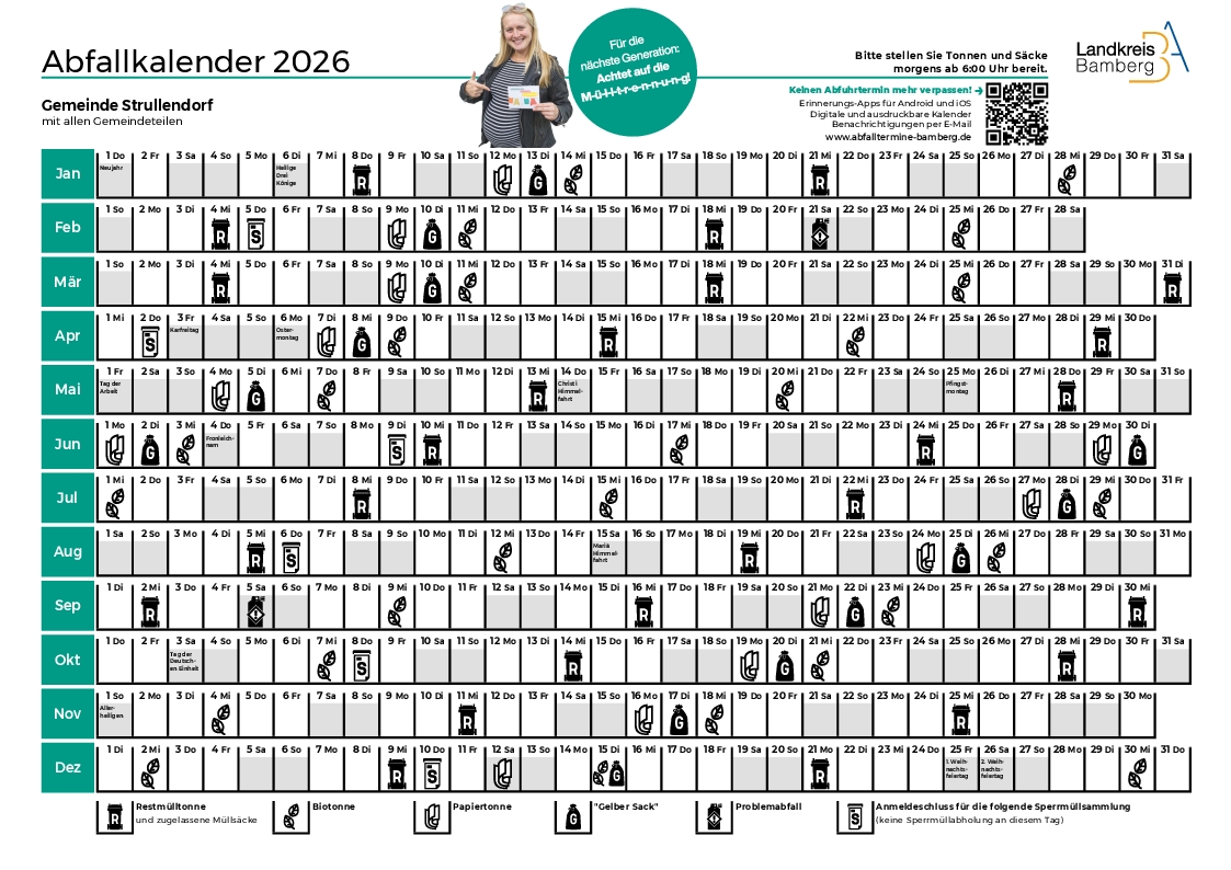 Abfallkalender 2026 für die Gemeinde Strullendorf Abfallkalender 2026 für die Gemeinde Strullendorf