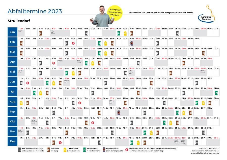 Abfallkalender 2023 für die Gemeinde Strullendorf 